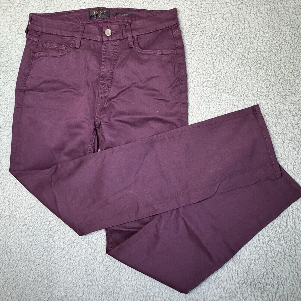 Jen7 by 7 For All Mankind‎ Slim Straight Mid Rise Stretch Purple Jeans Sz 8 NWT